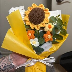 Crochet Sunflower and Daisy Bouquet